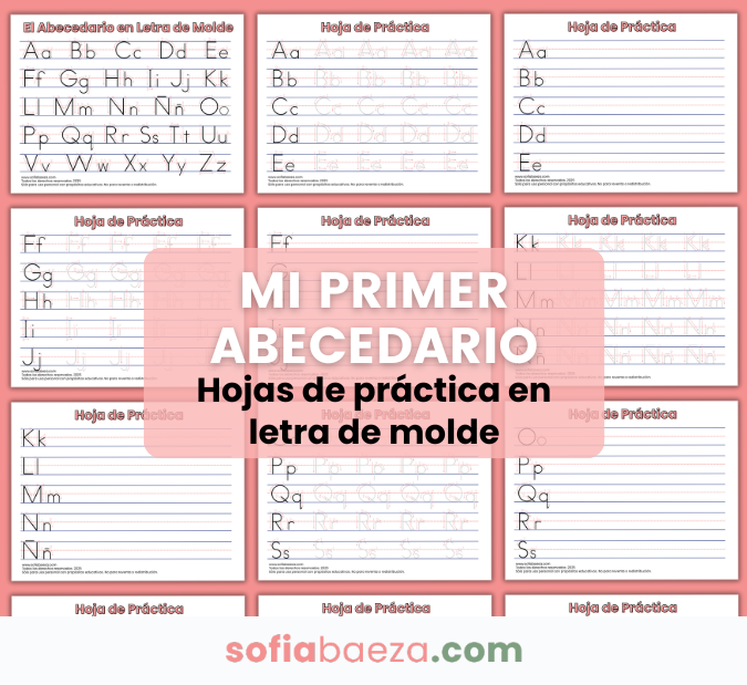 Hojas de Práctica Mi Primer Abecedario en Letra de Molde